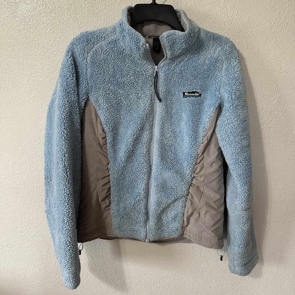 Moosejaw Full Zip Sherpa Jacket Women's Size Small Blue Gray Gorpcore Spring